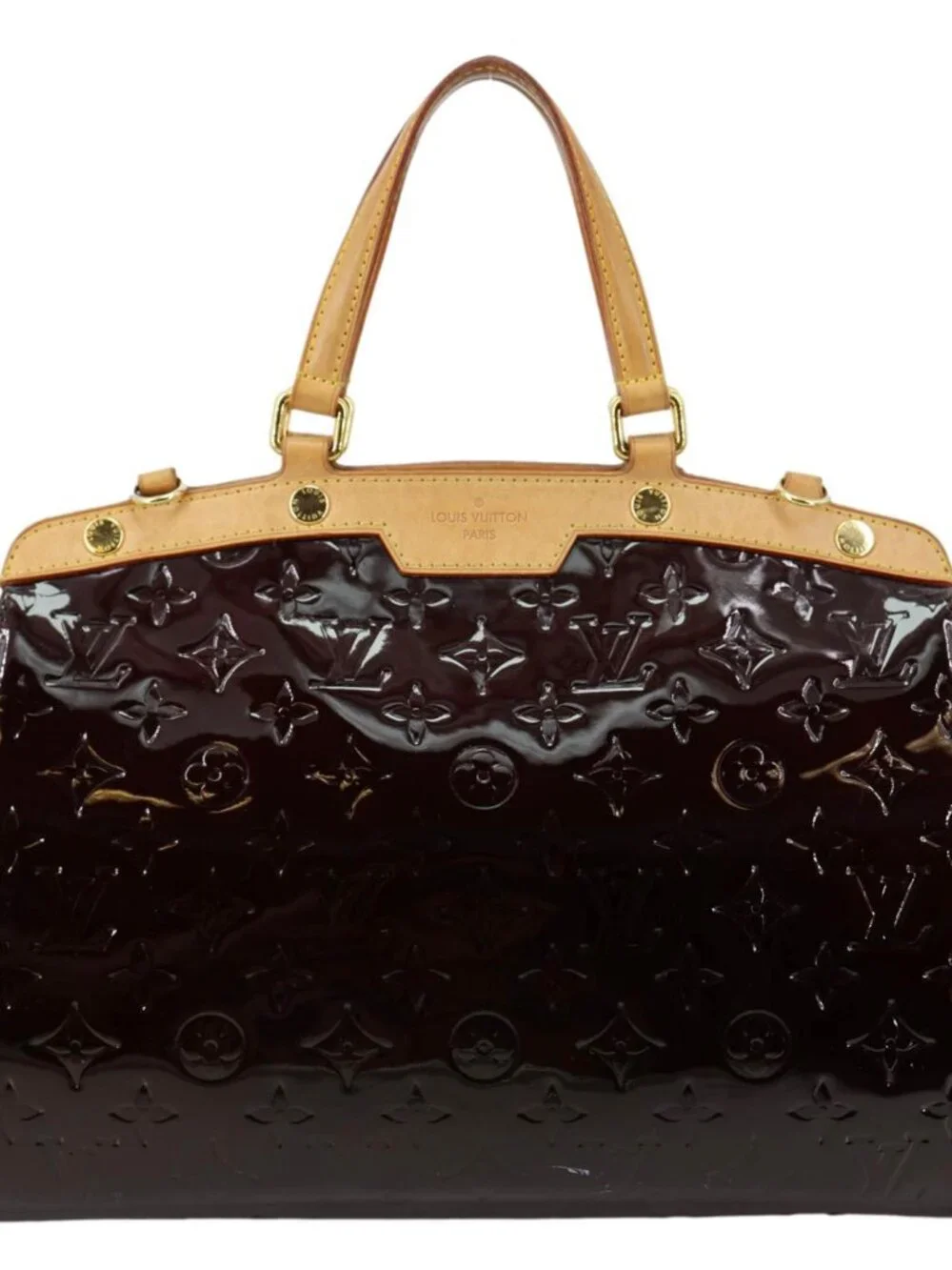 Louis Vuitton  Brea MM Monogram Vernis Satchel Bag Amarante